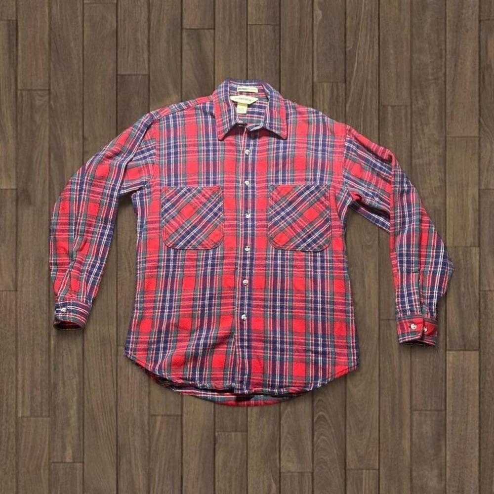 Vintage St John's‎ Bay Big Mac Heavyweight Flannel Made in USA Size M Red/Blue